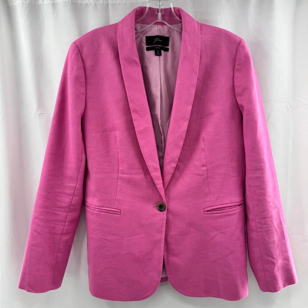 J.Crew Parke Blazer Linen Sz 8 Pink Single Button